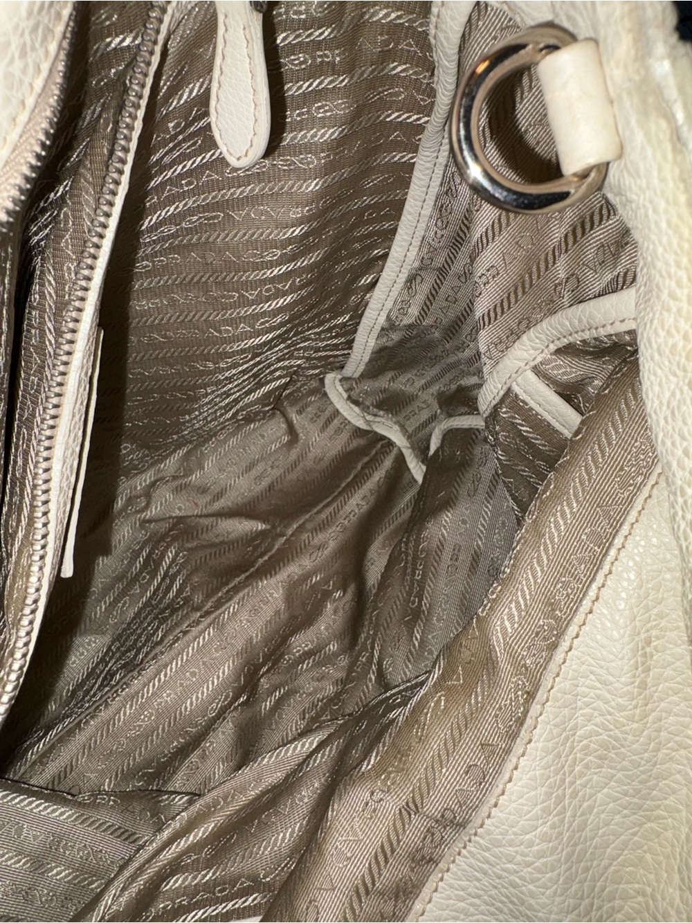 Prada Cream Leather Tote Bag Authentic - Picture 8 of 9